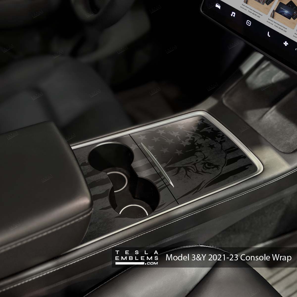 Distressed American Eagle Flag | Tesla Center Console Wrap Kit | Model Y '21-25