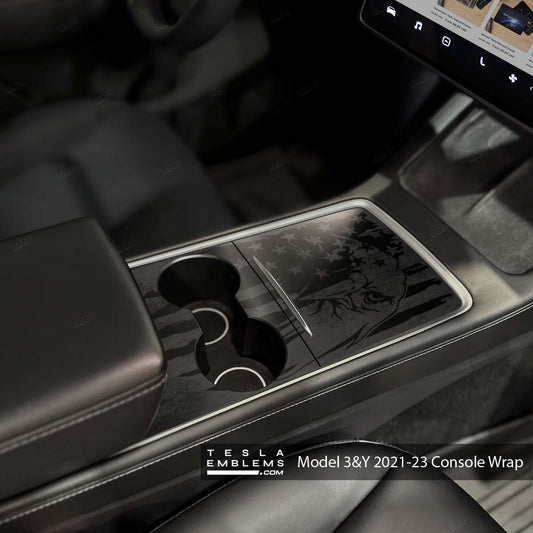 Distressed American Eagle Flag | Tesla Center Console Wrap Kit | Model Y '21-25