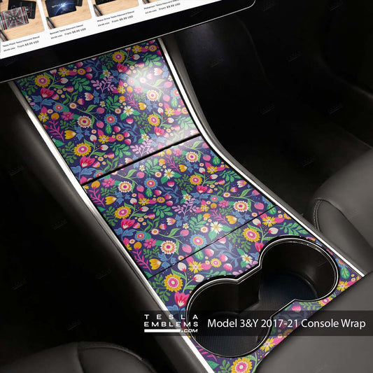 Floral Meadow | Tesla Center Console Wrap Kit | Model Y ’19-20
