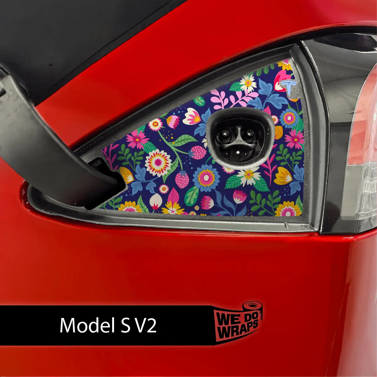 Floral Meadows Tesla Charge Port Wrap | Model S