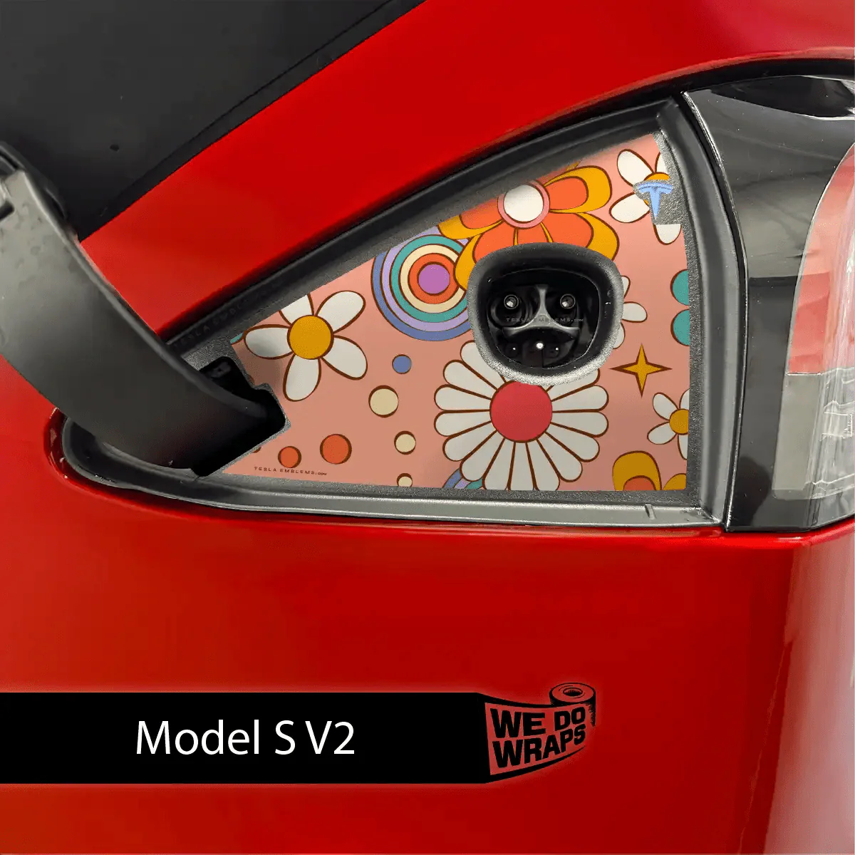 Funky Florals Tesla Charge Port Wrap | Model S