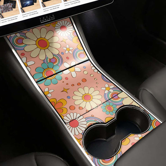 Funky Florals | Tesla Center Console Wrap Kit | Model Y ’19-20