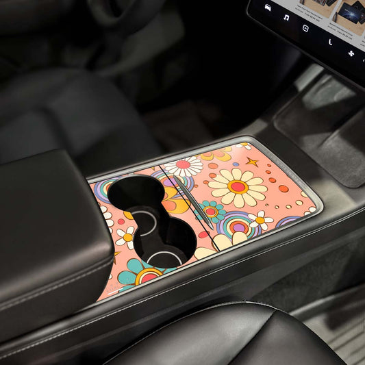 Funky Florals | Tesla Center Console Wrap Kit | Model Y '21-25