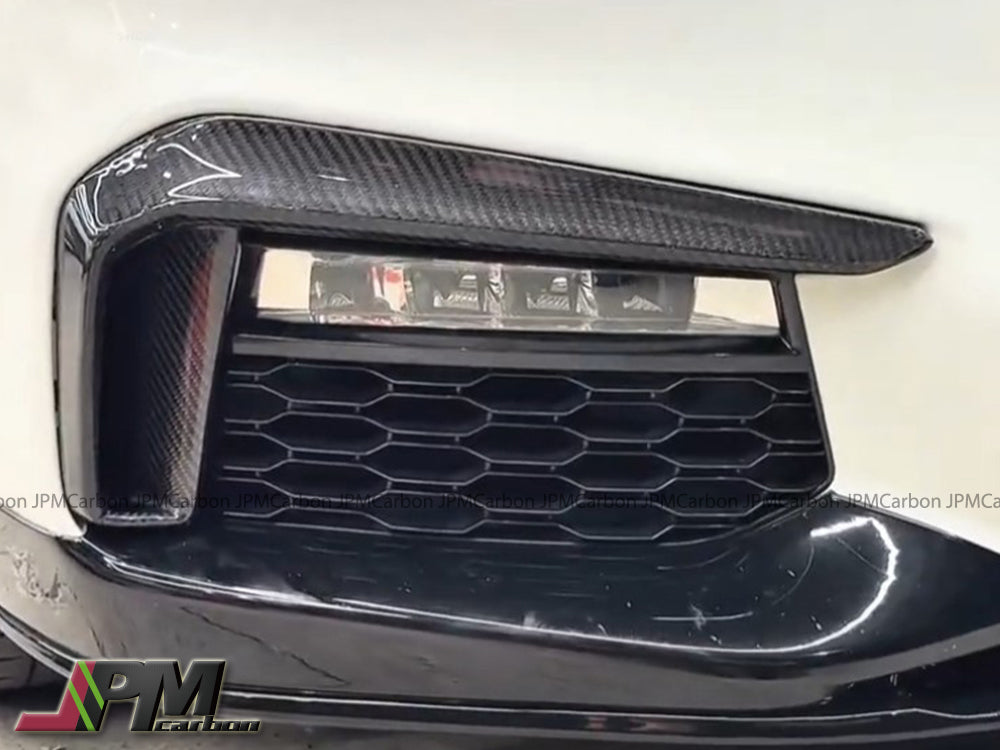 [JPMCarbon] M550i Style Carbon Fiber Front Bumper Fog Light Replacement Trim Covers Fits For 2017-2020 BMW G30 G31 5-Series with M-sport Package Only