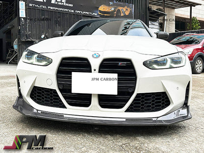 V Style Carbon Fiber Front Bumper Add-on Lip Fits For 2020-2024 BMW G80 M3 / G82 M4 Only