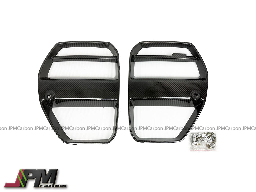 [JPMCarbon] V Style Dry Carbon Front Nose Replacement Grille w/o ACC Fits For 2020-2025 BMW G80 M3 / G82 M4 Only