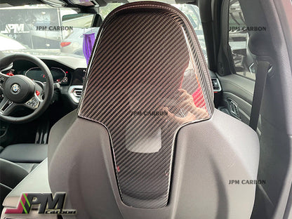 [JPMCarbon] Dry Carbon Front Seats Back Add-on Trim Covers Fits For 2020-2024 BMW G80 M3 / G82 M4 Only