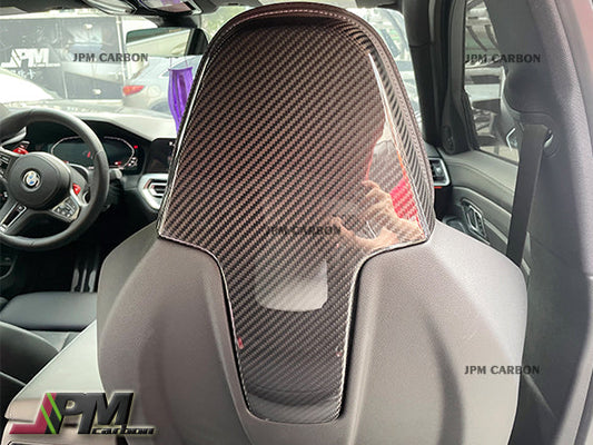 [JPMCarbon] Dry Carbon Front Seats Back Add-on Trim Covers Fits For 2020-2024 BMW G80 M3 / G82 M4 Only