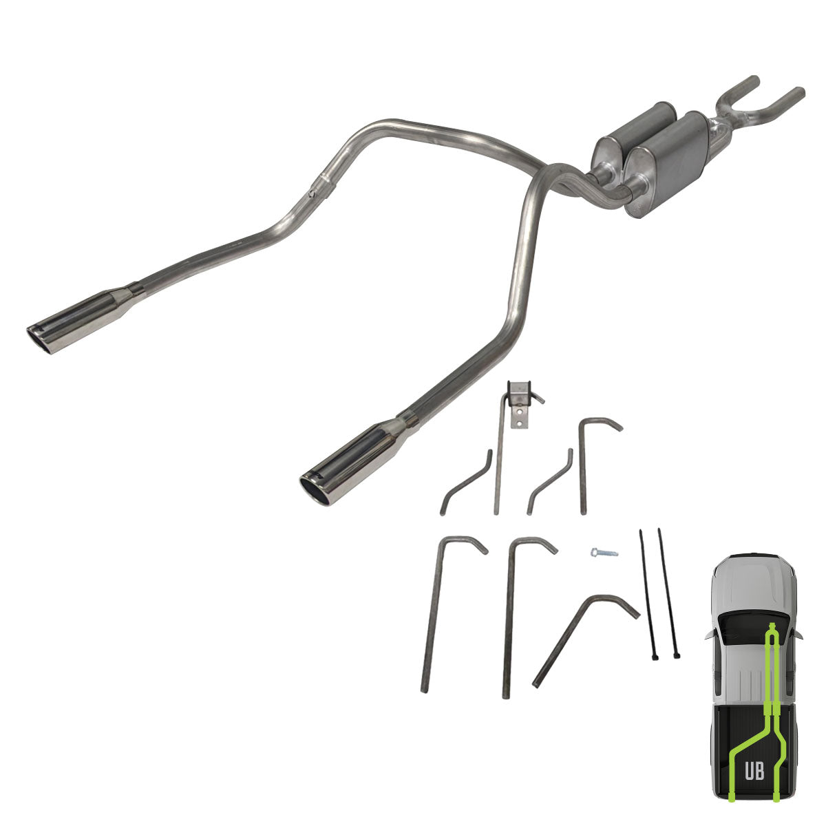 GMC/Chevy, 1999-2006, 6.0L, Stainless - Truck Cat-Back Dual Exhaust Kits