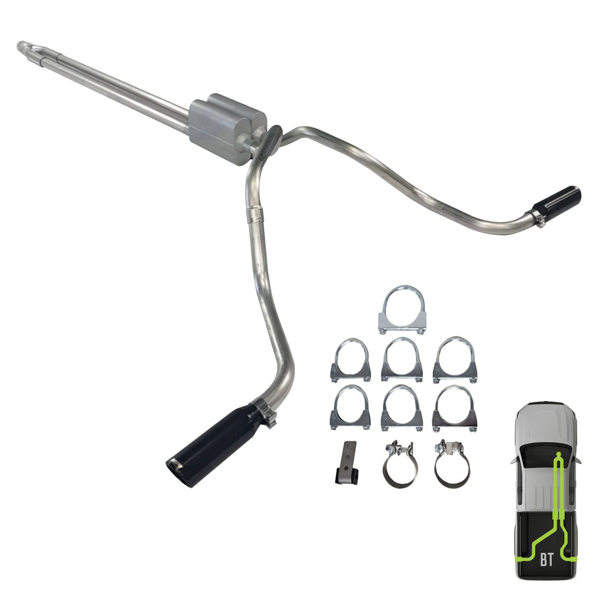 GMC/Chevy, 2014-2018, 5.3L, Clamp/On - Truck Cat-Back Dual Exhaust Kits