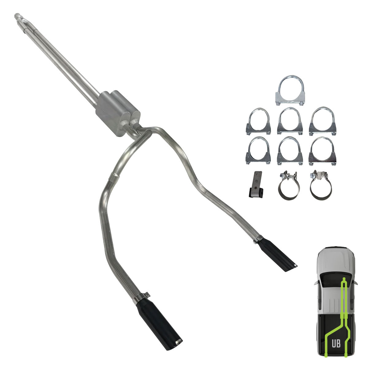 GMC/Chevy, 2012-2018, 6.0L,  Clamp/On - Truck Cat-Back Dual Exhaust Kits