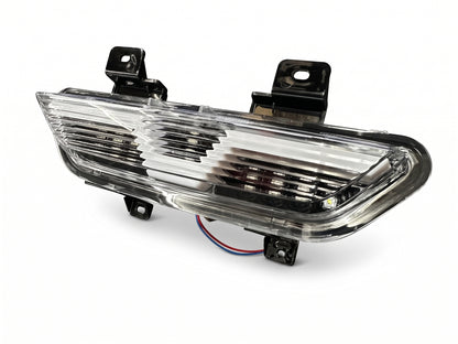 Clear LED reverse light lit up on a 2018-2023 S550 Mustang