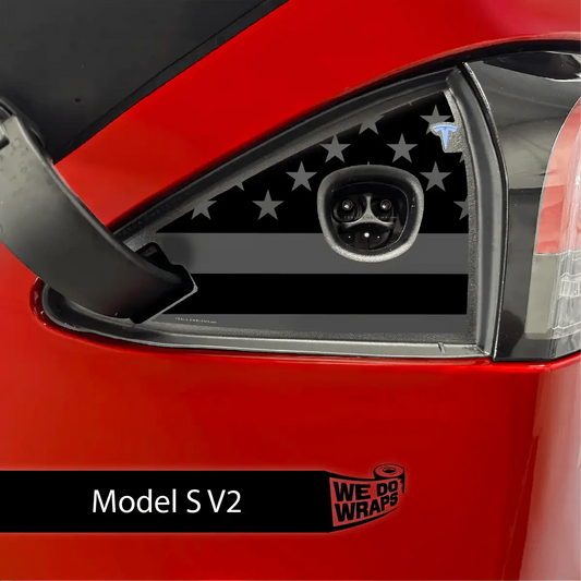 Ghost Black Patriot Flag Tesla Charge Port Wrap | Model S