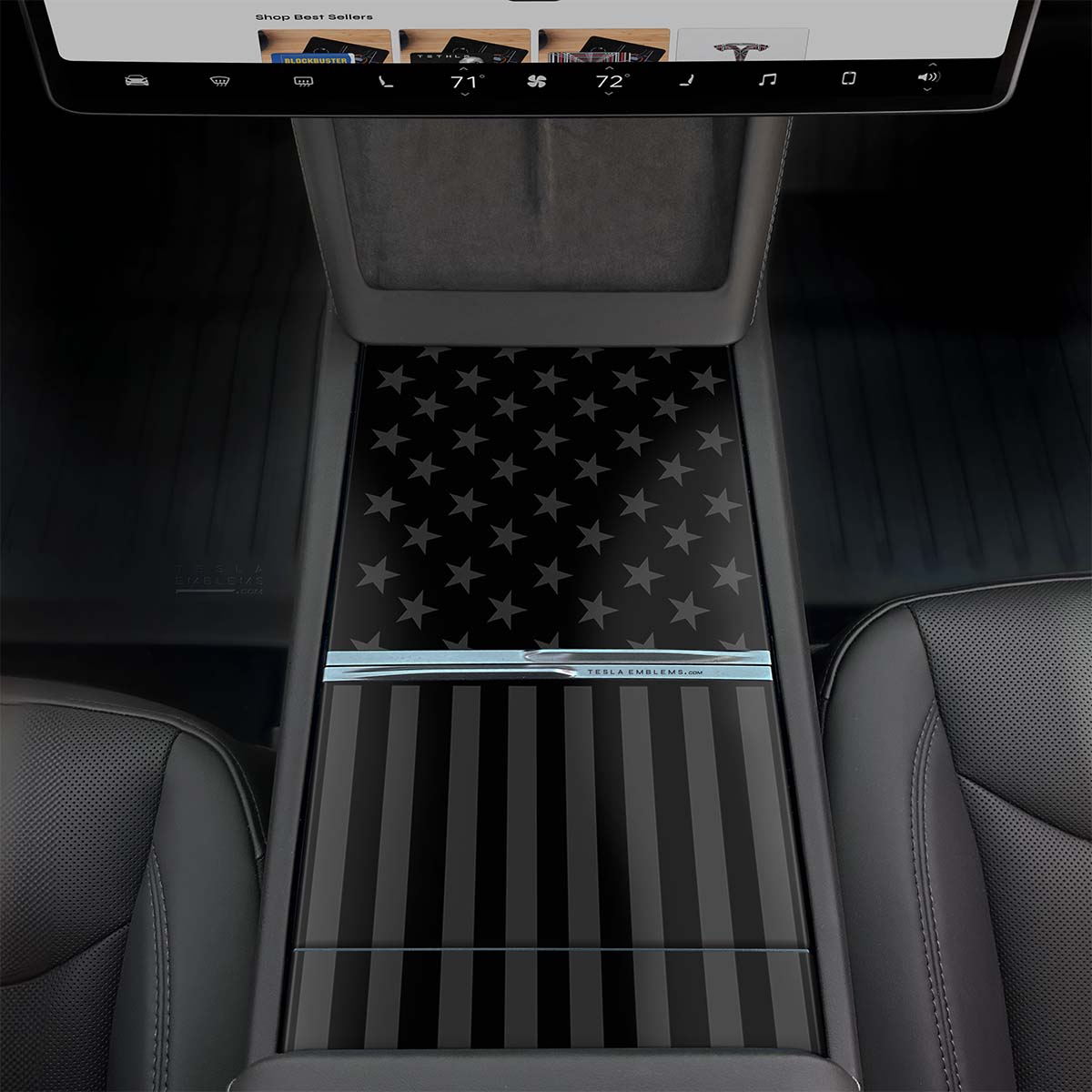 Ghost Black Patriot American Flag | Tesla Center Console Wrap Kit | Model Y 2026