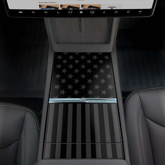 Ghost Black Patriot American Flag | Tesla Center Console Wrap Kit | Model Y 2026