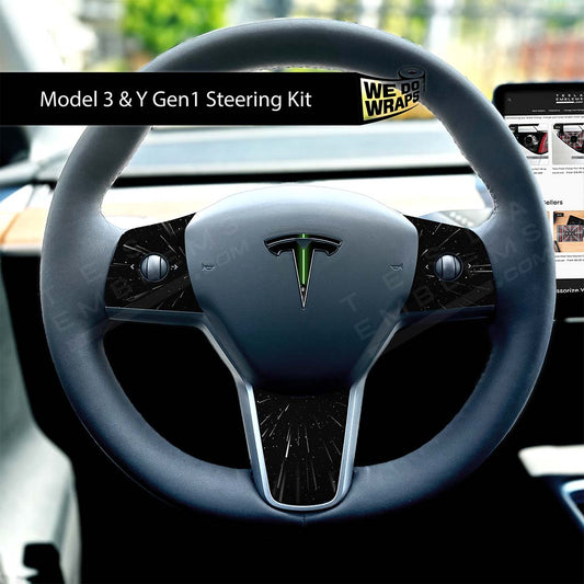 Green Lightsaber Tesla Steering Wheel Wrap | MY 2019-'25