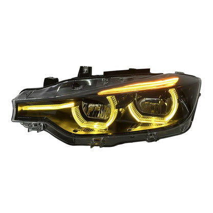 BMW 3 Series F30 / F31 / F35 V3 Smoked Triple-Color LED Headlight Assembly (White / Yellow / Red DRL) 2012 - 2018 (Replaces 63117314531)
