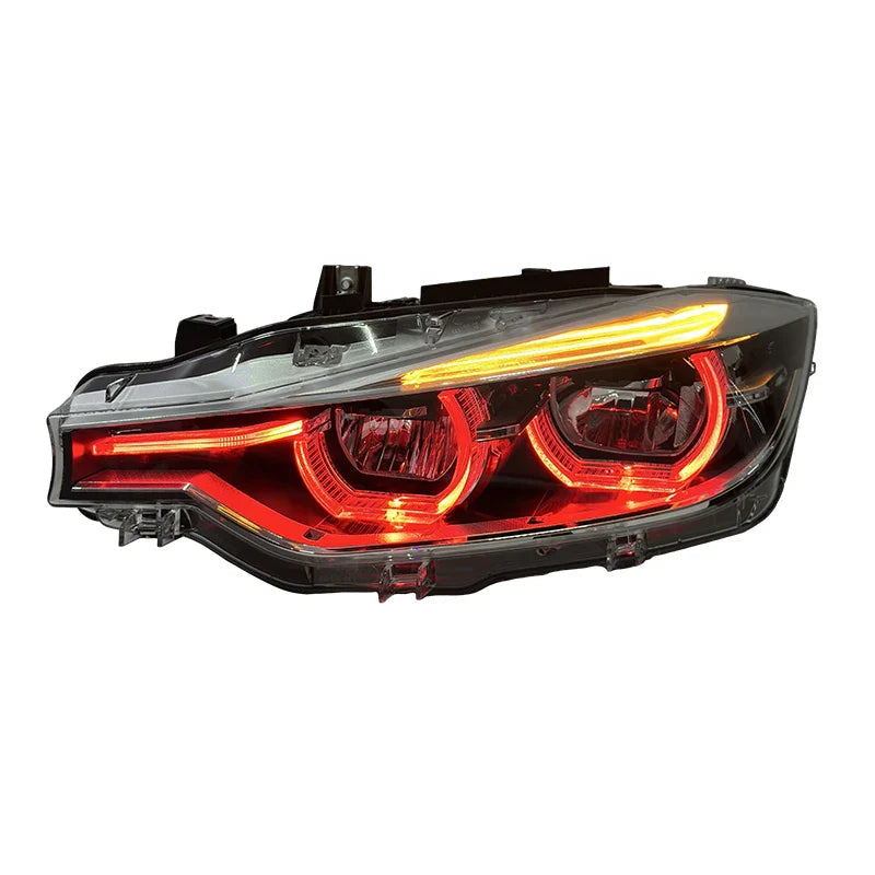 BMW 3 Series F30 / F31 / F35 V3 Silver Tri-Color LED Headlight Assembly (White / Yellow / Red DRL / LCI Style Look) 2012 - 2018 (Replaces 63117314531)