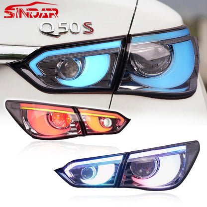 2013–2017 Infiniti Q50 / Q50S RGB Taillights — Transparent Brown & Electroplating Style
