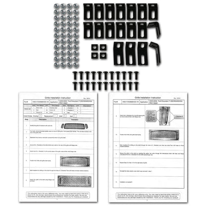 1999-2004 F-250/F-350/F-450/F-550/Excursion Rivet Style Black Stainless Steel 3PC Mesh Grille Insert