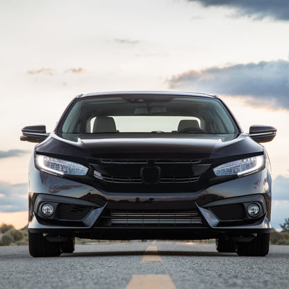2016-2018 Honda Civic FK8 Factory Style Glossy Black ABS Mesh Grille w/ Eyebrows
