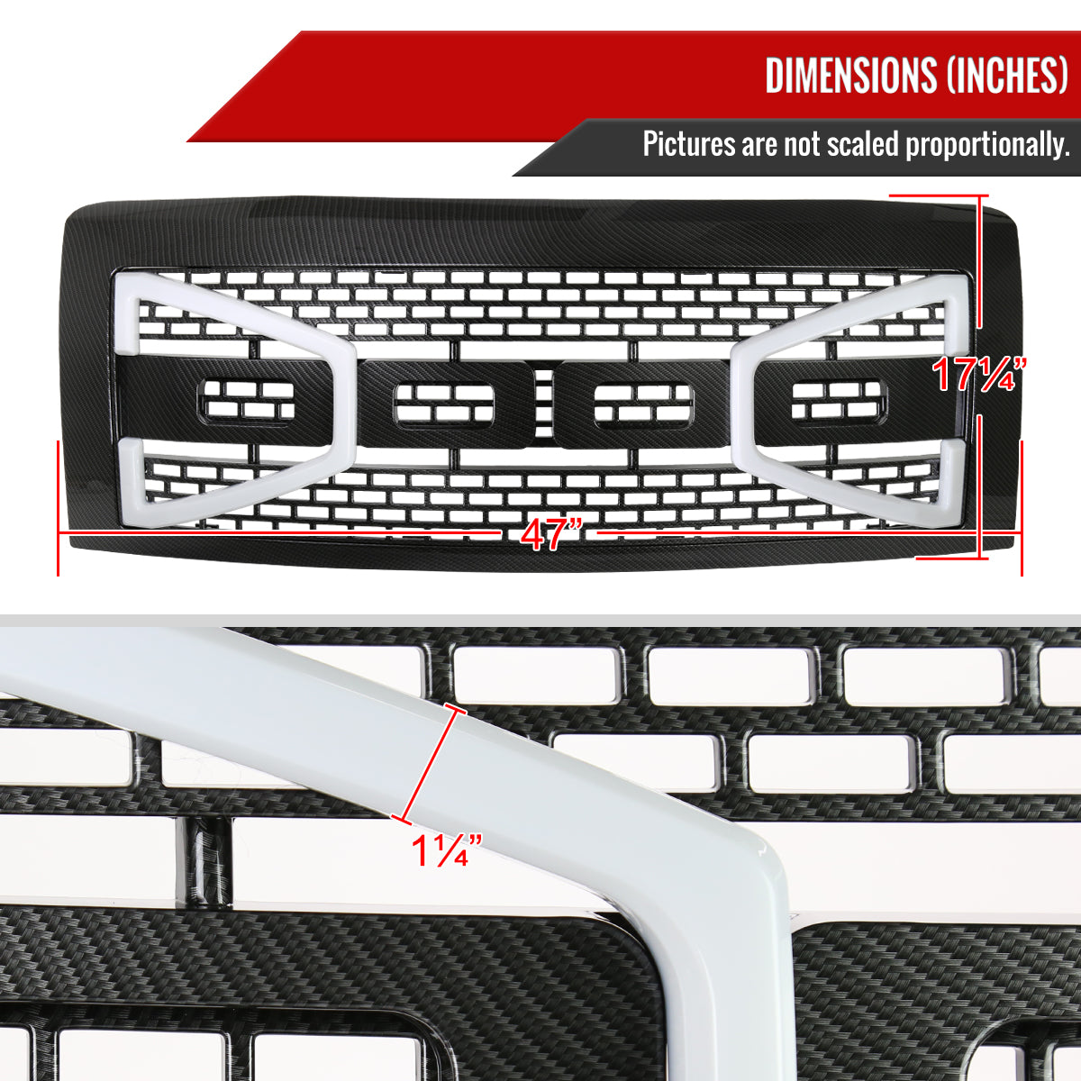 2009-2014 Ford F-150 Carbon Fiber Look Raptor Style Mesh Grille with LED Light Bar