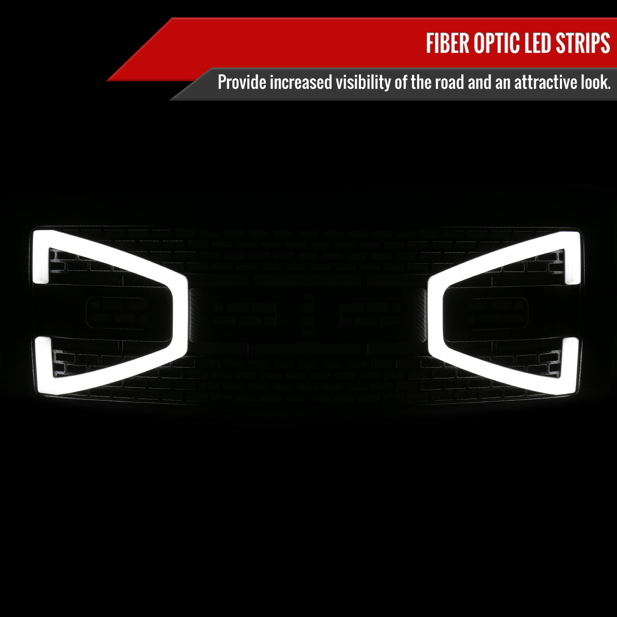 2009-2014 Ford F-150 Carbon Fiber Look Raptor Style Mesh Grille with LED Light Bar