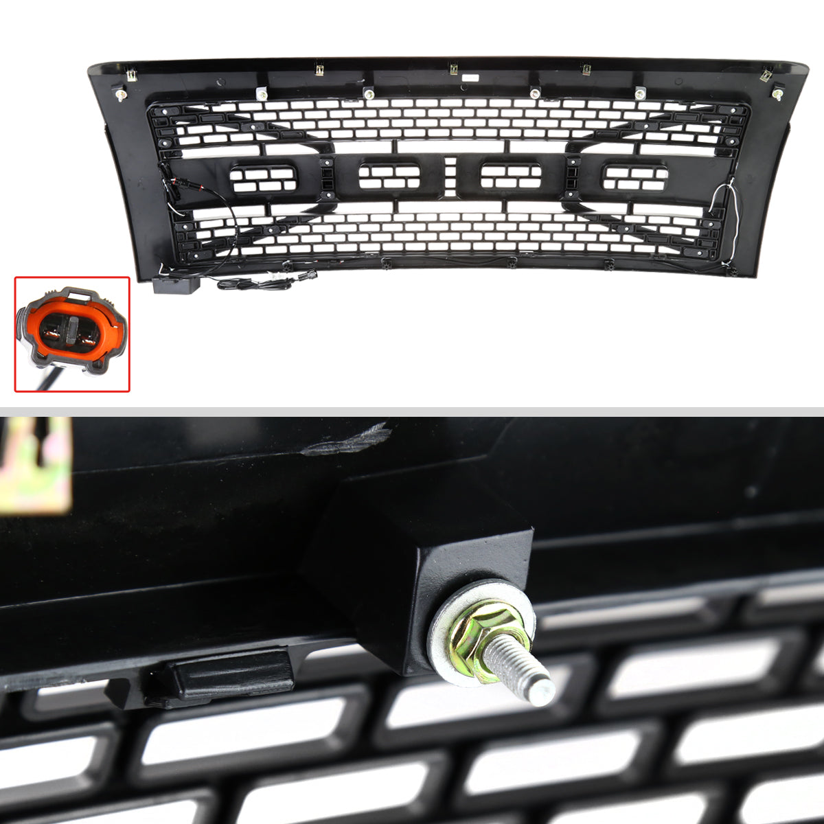 2009-2014 Ford F-150 Carbon Fiber Look Raptor Style Mesh Grille with LED Light Bar