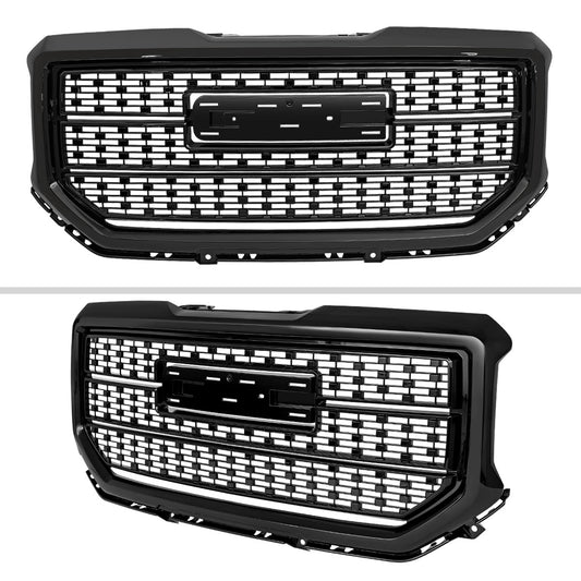 2016-2018 GMC Sierra 1500 Glossy Black Mesh Denali Style Hood Replacement Grille