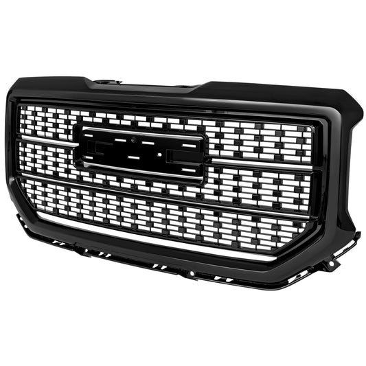 2016-2018 GMC Sierra 1500 Glossy Black Mesh Denali Style Hood Replacement Grille