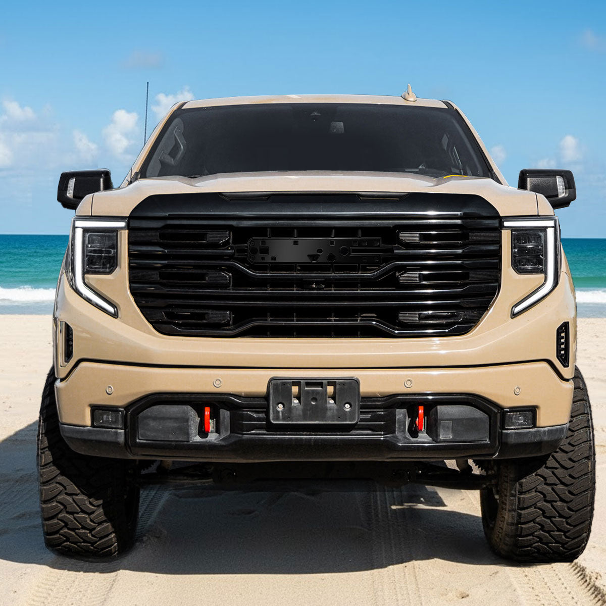 2022-2025 GMC Sierra 1500 Glossy Black AT4 Style Mesh Front Upper Hood Grille
