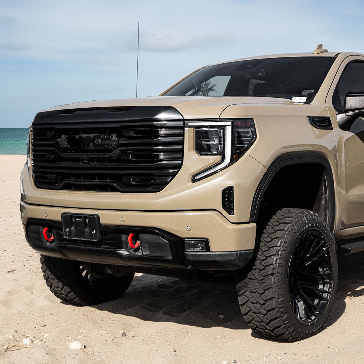 2022-2025 GMC Sierra 1500 Glossy Black AT4 Style Mesh Front Upper Hood Grille