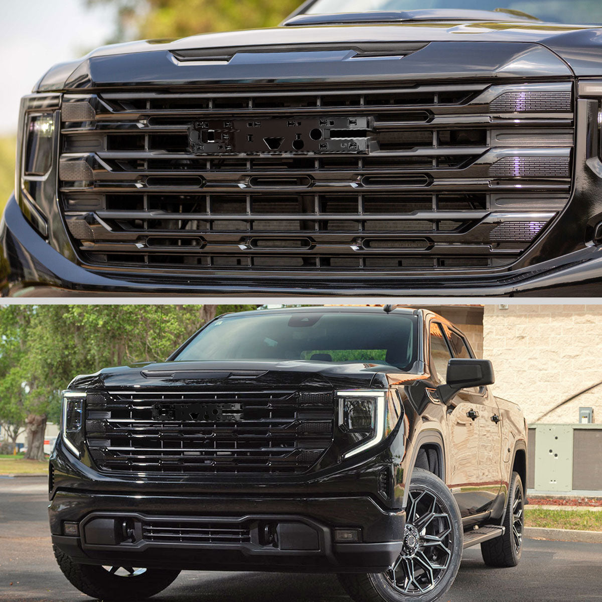 2022-2025 GMC Sierra 1500 Glossy Black SLE Style Mesh Front Upper Hood Grille