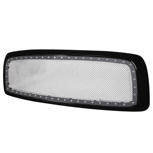 2002-2005 Dodge RAM 1500/ 2003-2005 RAM 2500/3500 Glossy Black 1PC Rivet Mesh Style Front Grille