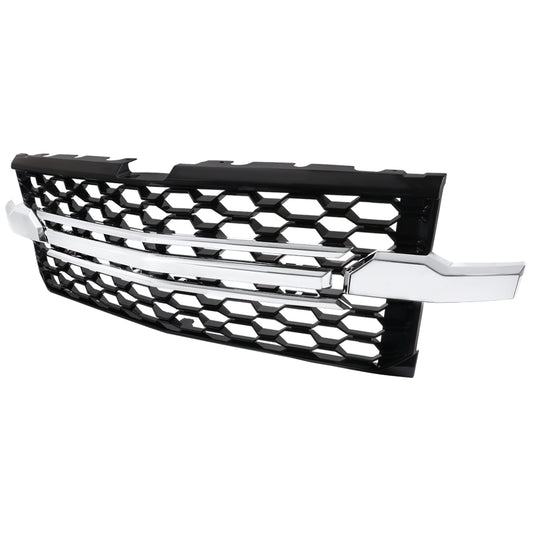 2019-2022 Chevrolet Silverado 1500 WT Glossy Black Honeycomb Hood Grille w/ Chrome Trim