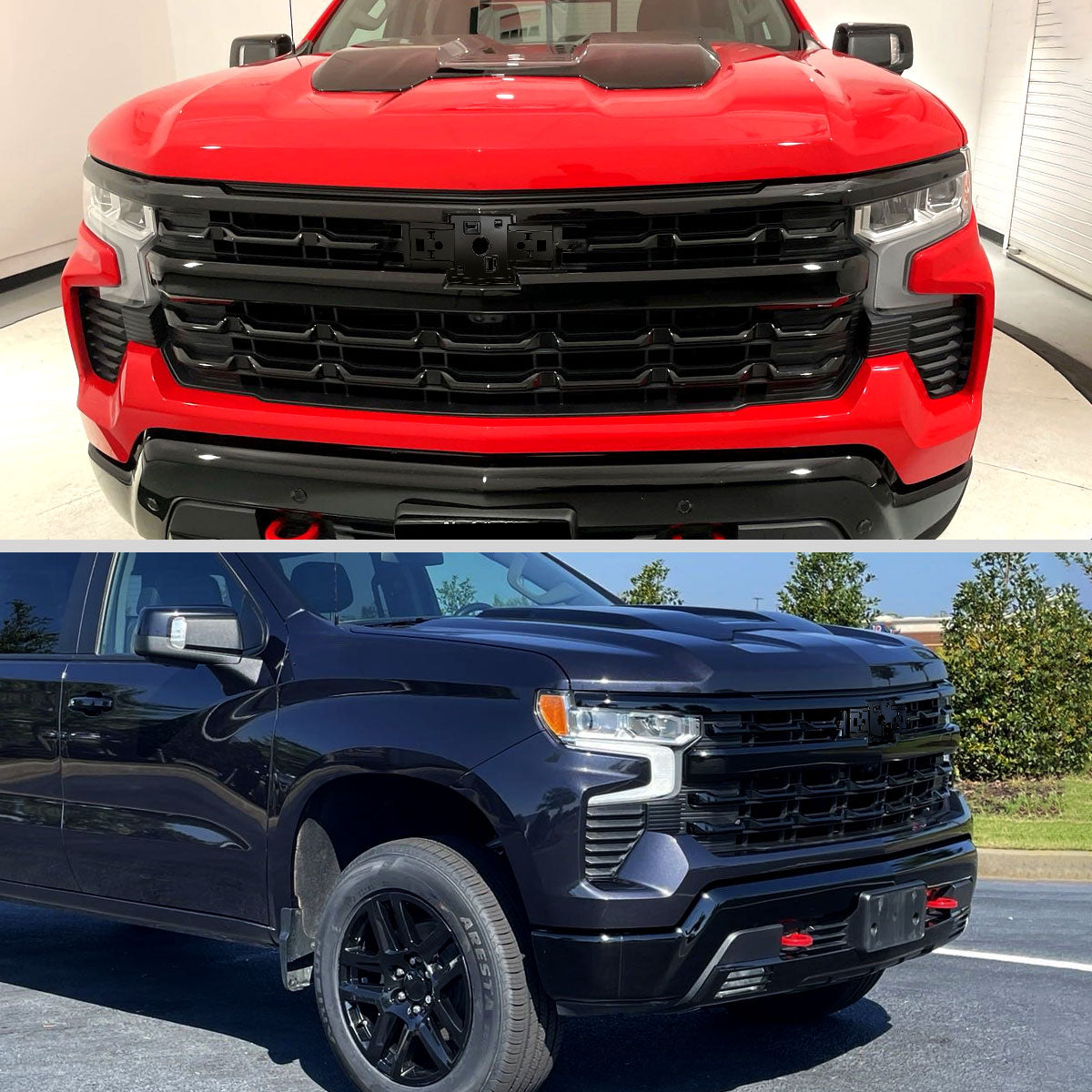 2022-2024 Chevrolet Silverado 1500 Glossy Black Mesh Front Upper Hood Grille