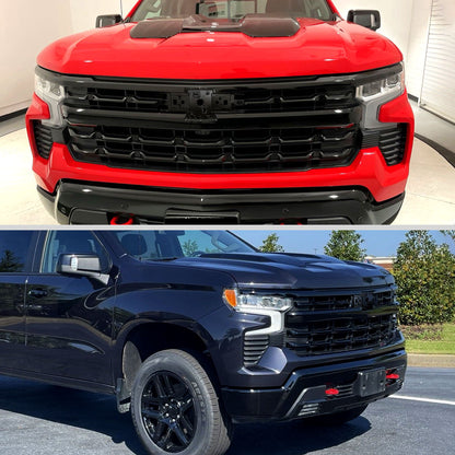 2022-2024 Chevrolet Silverado 1500 Glossy Black Mesh Front Upper Hood Grille