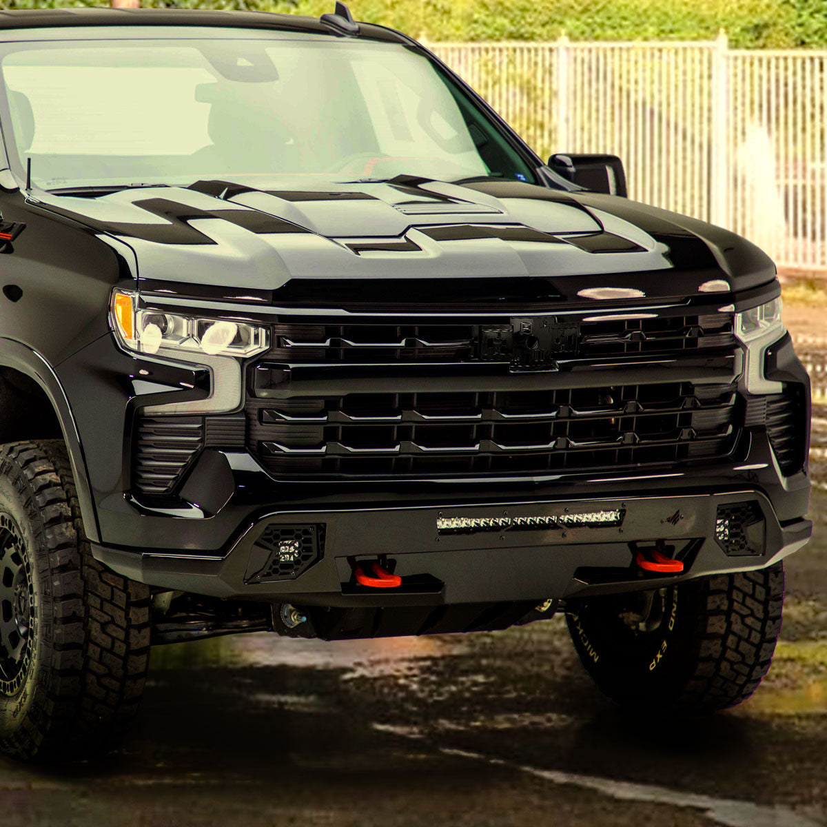 2022-2024 Chevrolet Silverado 1500 Glossy Black Mesh Front Upper Hood Grille