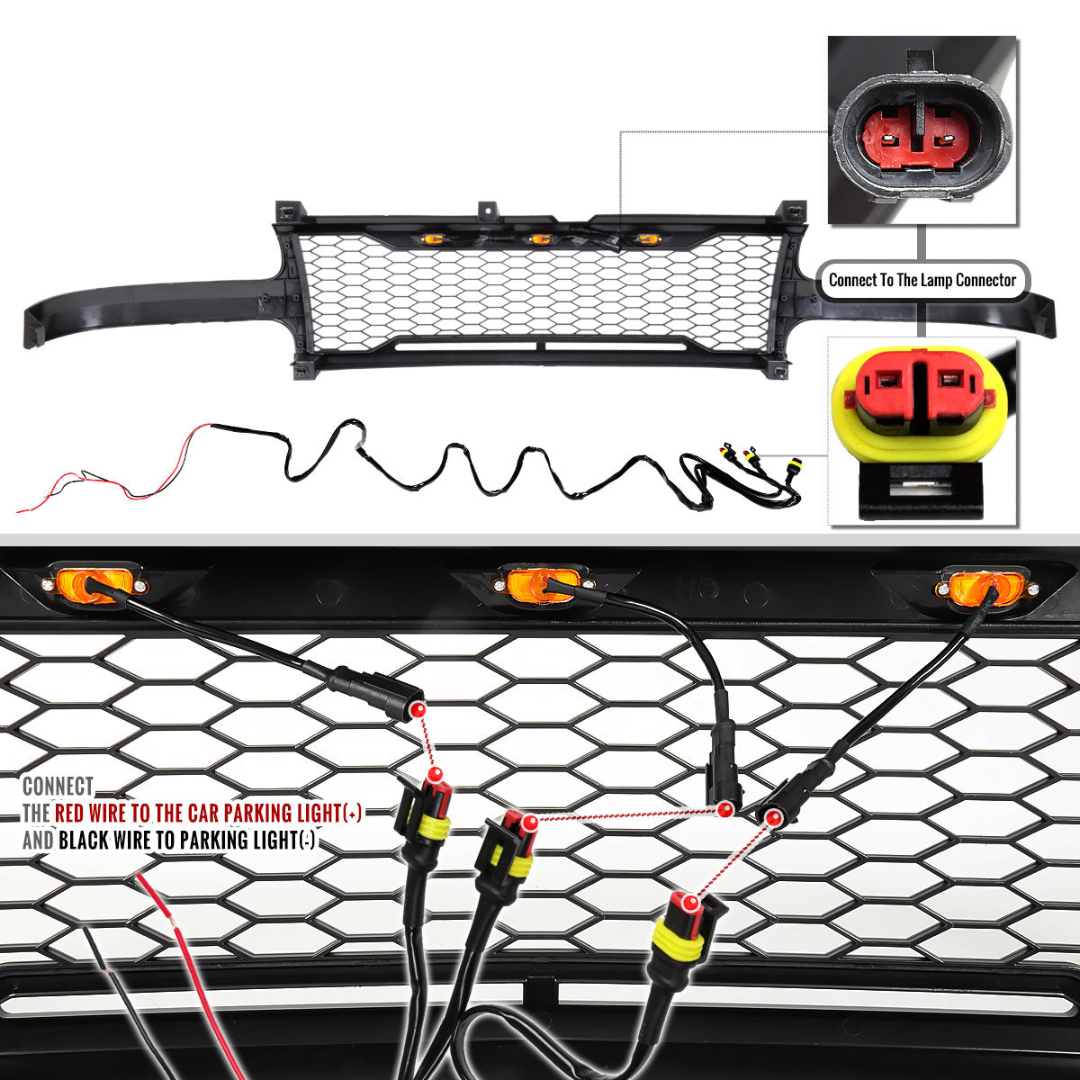 1999-2002 Chevrolet Silverado 1500/2000-2006 Tahoe/Suburban Matte Black Mesh Replacement Grille w/ LED Lights