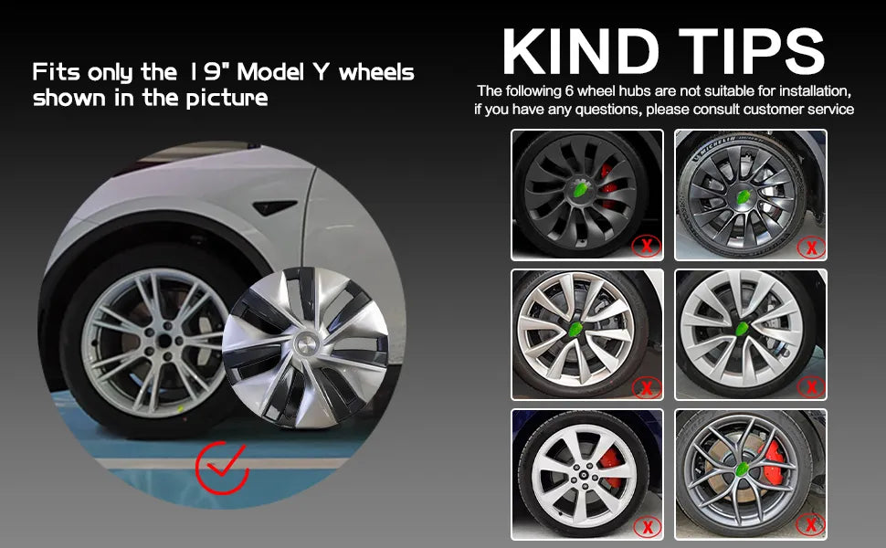 iCBL’s Tesla Model Y Wheel Covers Front & Rear OEM Gemini Style Matte and Gloss Black 2017-2024 (4PCS)