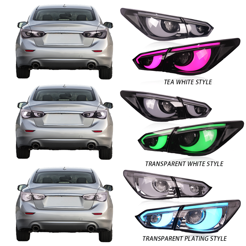 2013–2017 Infiniti Q50 / Q50S RGB Taillights — Transparent Brown & Electroplating Style