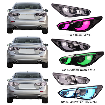 2013–2017 Infiniti Q50 / Q50S RGB Taillights — Transparent Brown & Electroplating Style