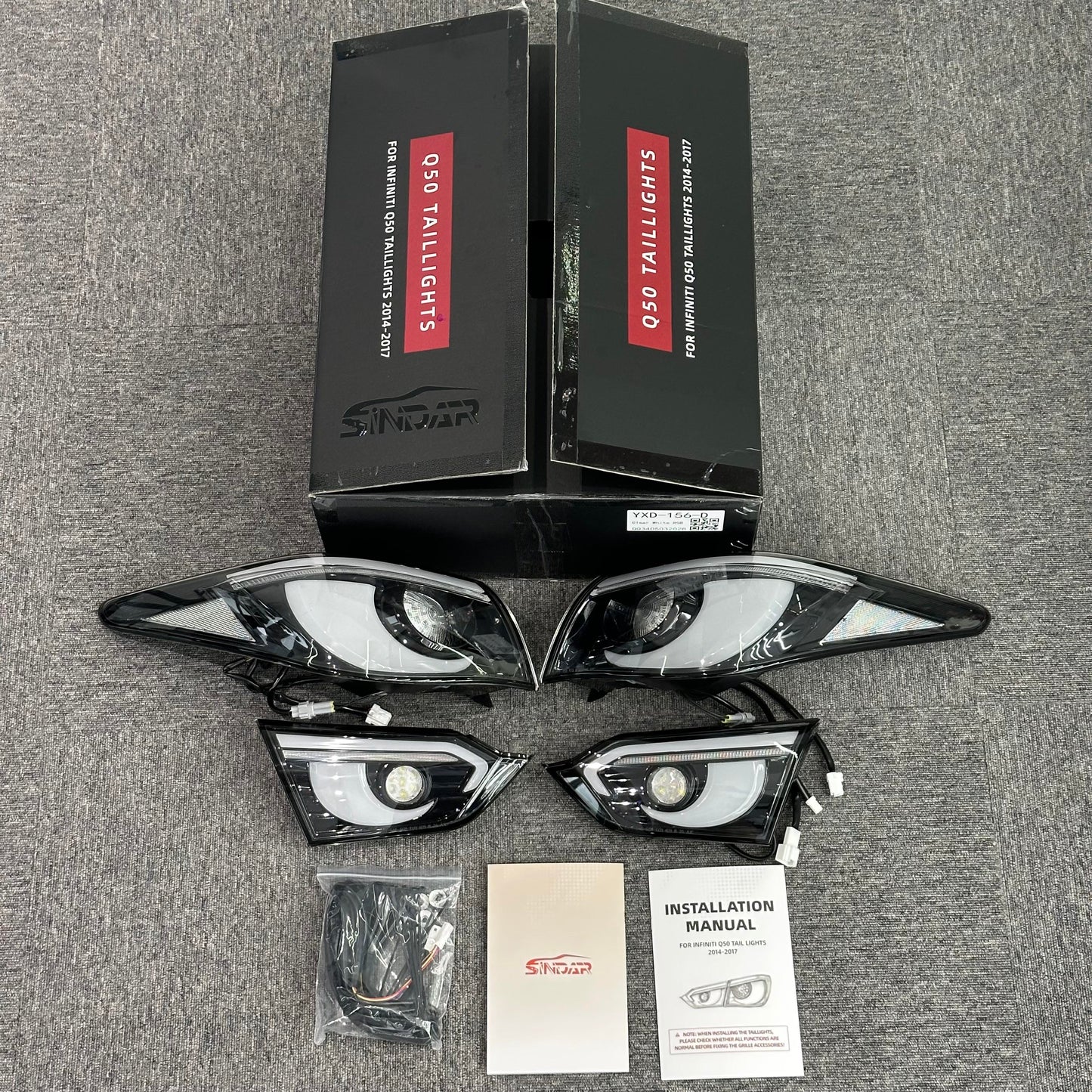2013–2017 Infiniti Q50 LHD/RHD Animated Hawkeye Style LED Taillight Assembly