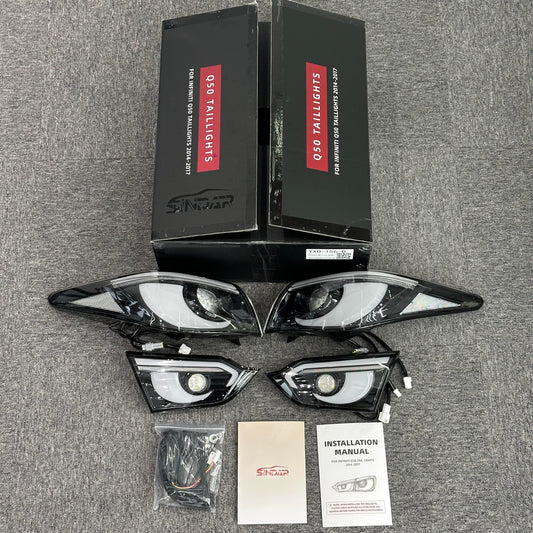 2013–2017 Infiniti Q50 LHD/RHD Animated Hawkeye Style LED Taillight Assembly