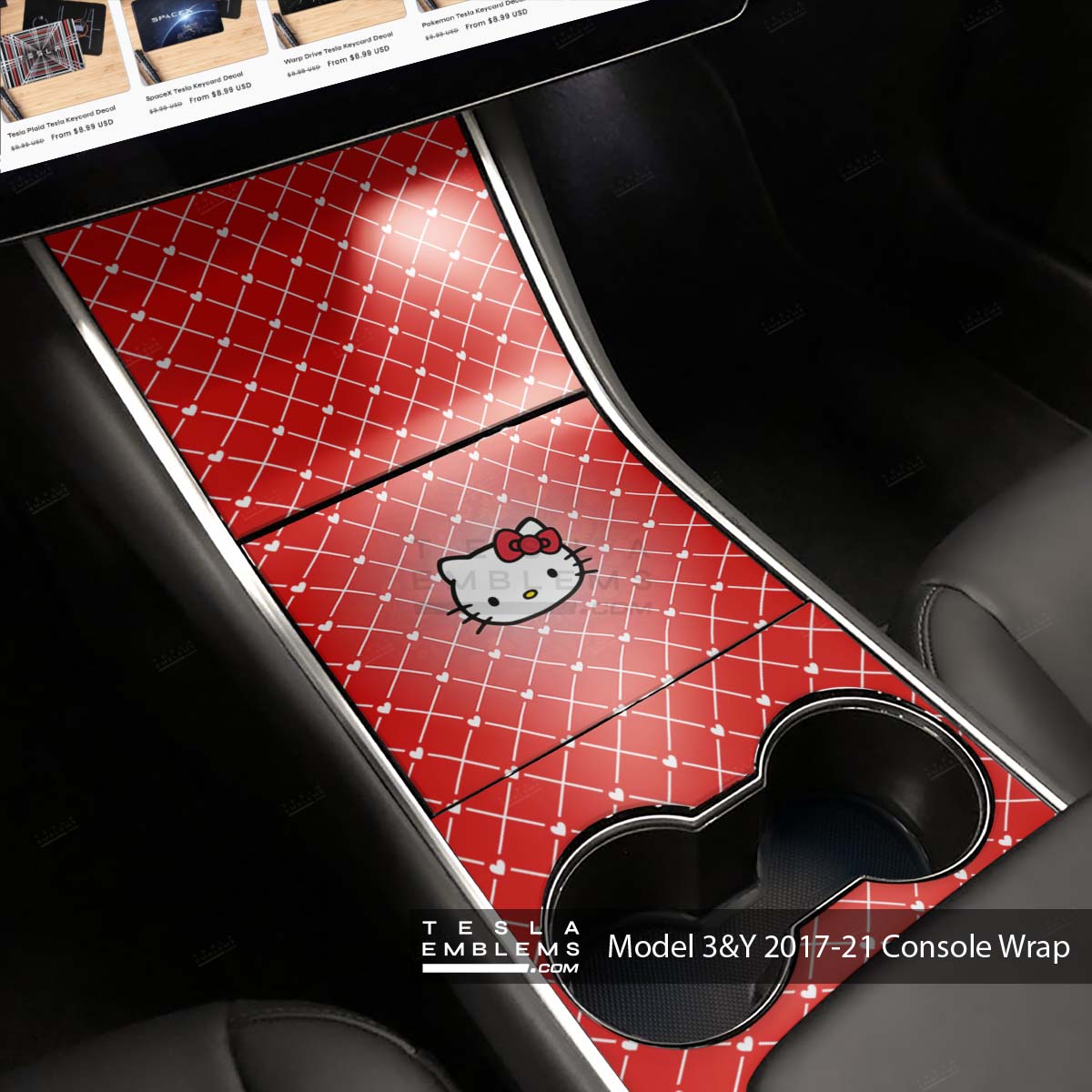 Hello Kitty | Tesla Center Console Wrap Kit | Model Y ’19-20