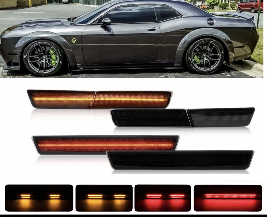 CHALLENGER WIDEBODY 15-23 FRONT/REAR DYNAMIC SMOKED LED SIDE MARKERS