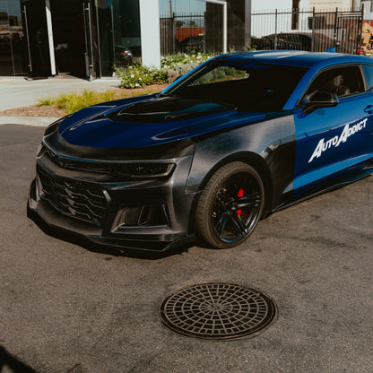 2017-2025 Chevy Camaro ZL1 Black Panther 1PC Full Gloss Carbon Fiber Track Package Front Bumper Conversion