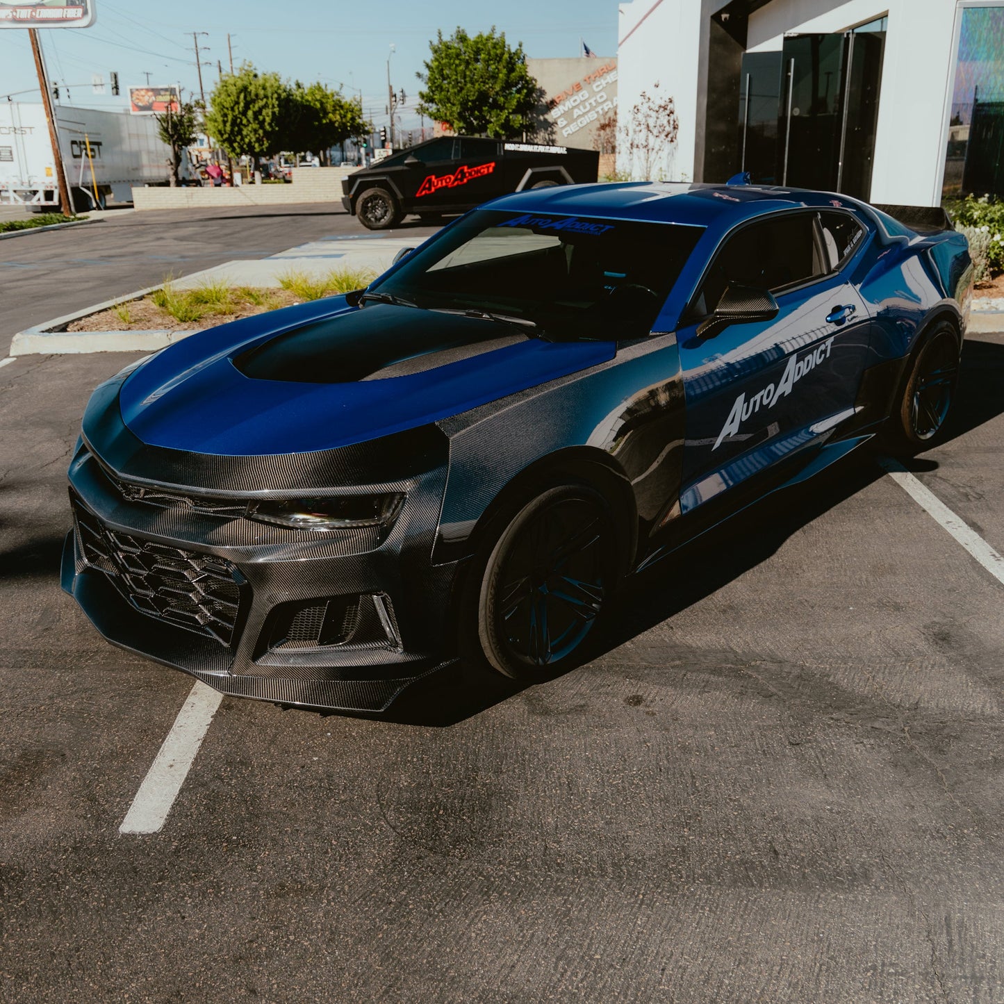 2017-2025 Chevy Camaro ZL1 Black Panther 1PC Full Gloss Carbon Fiber Track Package Front Bumper Conversion