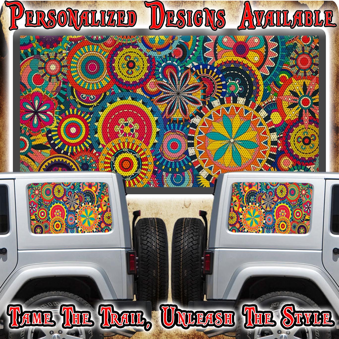 Hippy Rear quarter window see through graphic. – NTXGlow