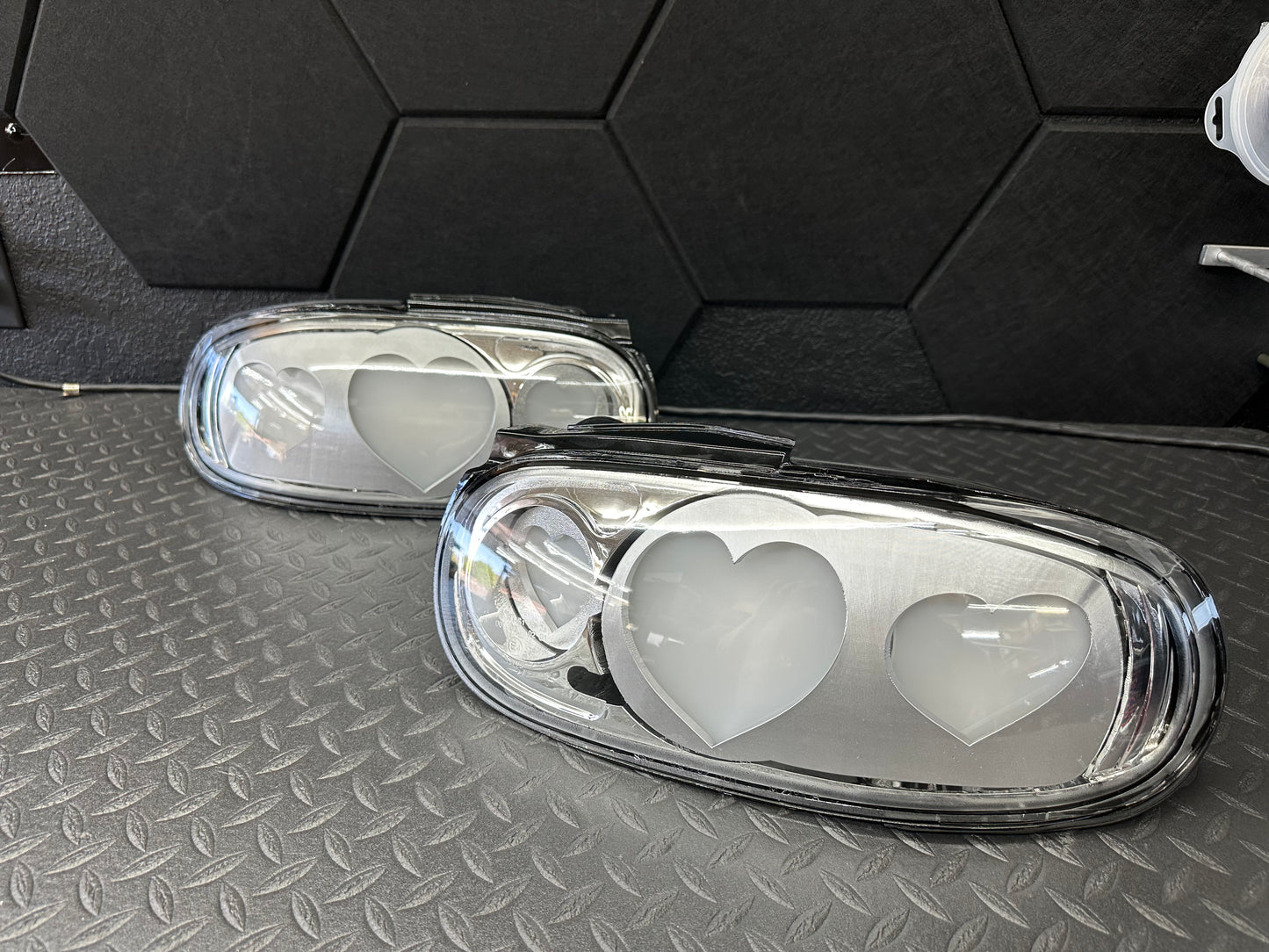 NTXGlow CLEAR Diffused Heart Tail Lights (1990-1997 Na Mazda Miata)